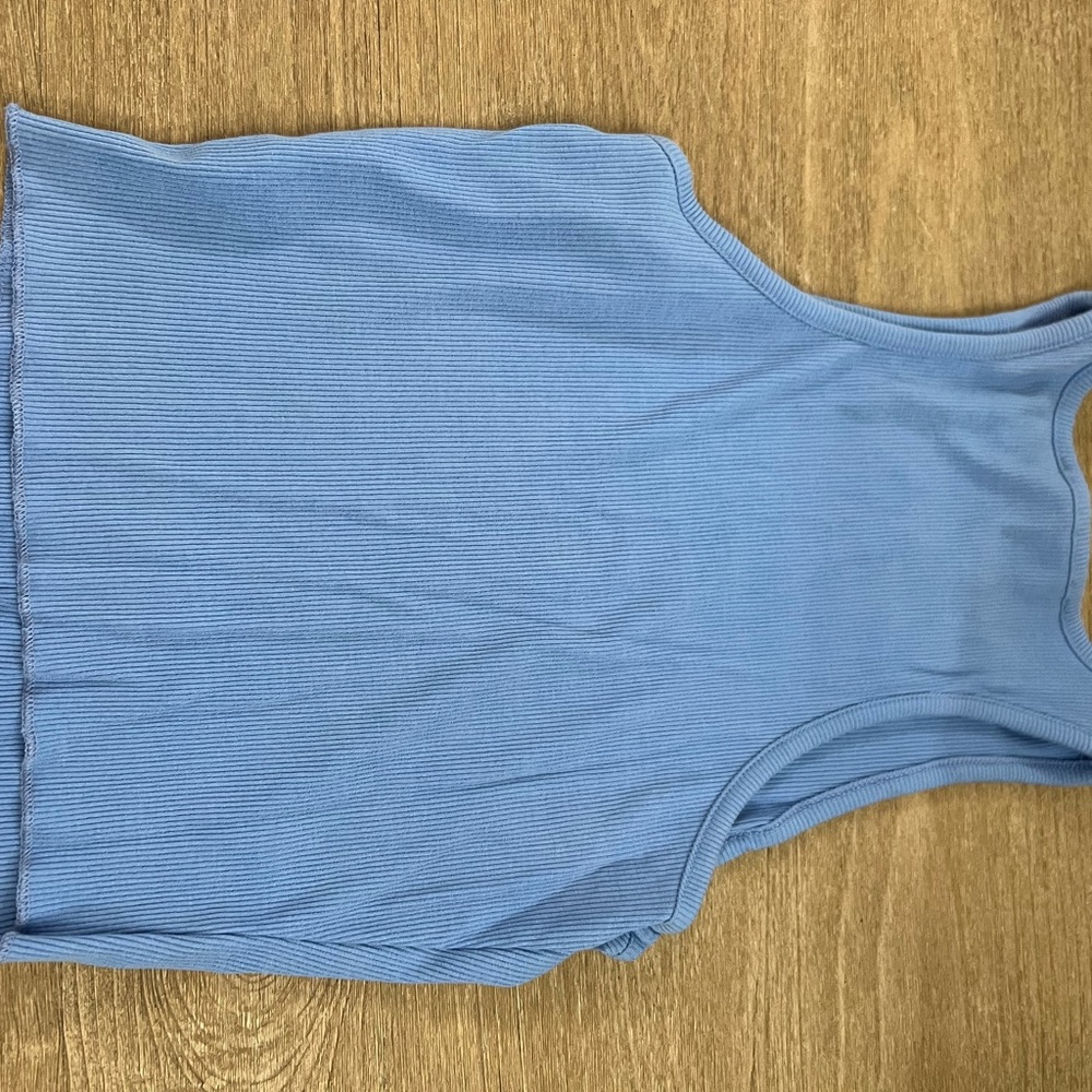 Blue Sky Ribbed Tank Top in Light Blue - Picture 3 of 5